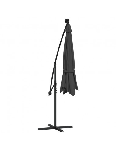 Ombrellone a Sbalzo con LED e Palo in Acciaio 300 cm Antracite