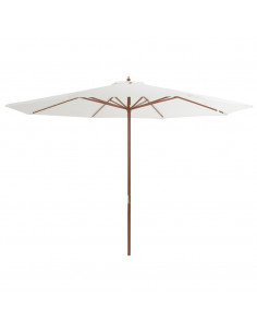 Ombrellone da Esterni con Palo in Legno 350 cm Bianco Sabbia 2