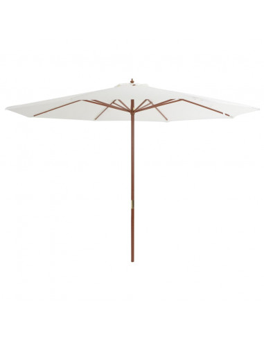 Ombrellone da Esterni con Palo in Legno 350 cm Bianco Sabbia