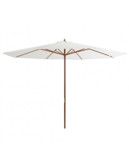 Ombrellone da Esterni con Palo in Legno 350 cm Bianco Sabbia
