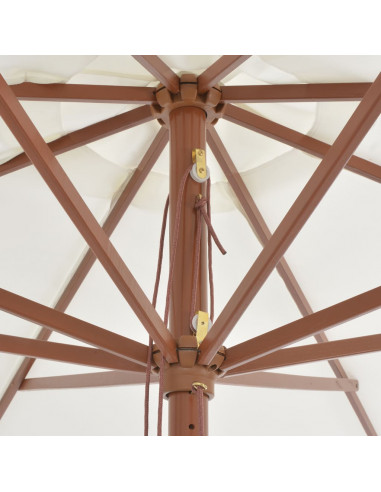 Ombrellone da Esterni con Palo in Legno 350 cm Bianco Sabbia