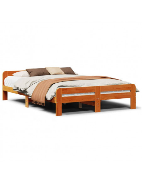 Letto senza Materasso Marrone Cera 140x190 cm in Legno di Pino