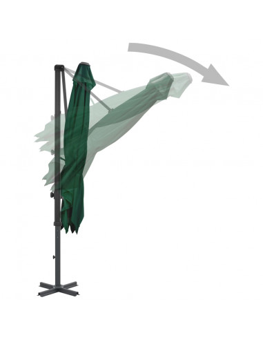 Ombrellone a Sbalzo con Palo in Alluminio 250x250 cm Verde