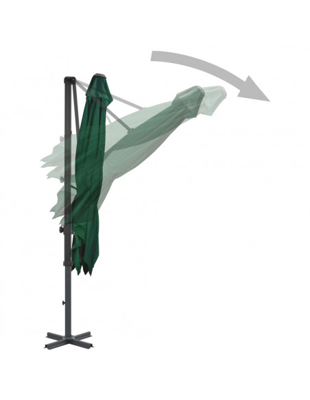Ombrellone a Sbalzo con Palo in Alluminio 250x250 cm Verde