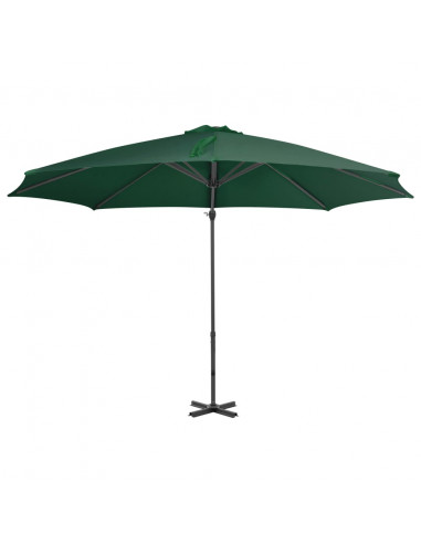 Ombrellone a Sbalzo con Palo in Alluminio Verde 300 cm