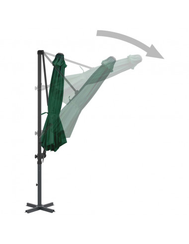 Ombrellone a Sbalzo con Palo in Alluminio Verde 300 cm