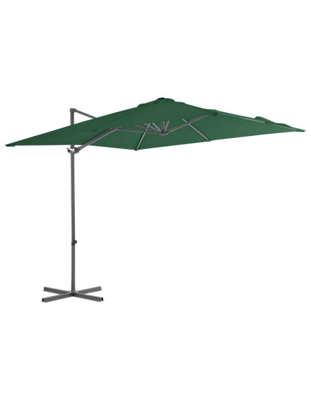 Ombrellone a Sbalzo con Palo in Acciaio 250x250 cm Verde