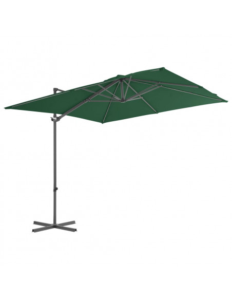 Ombrellone a Sbalzo con Palo in Acciaio 250x250 cm Verde