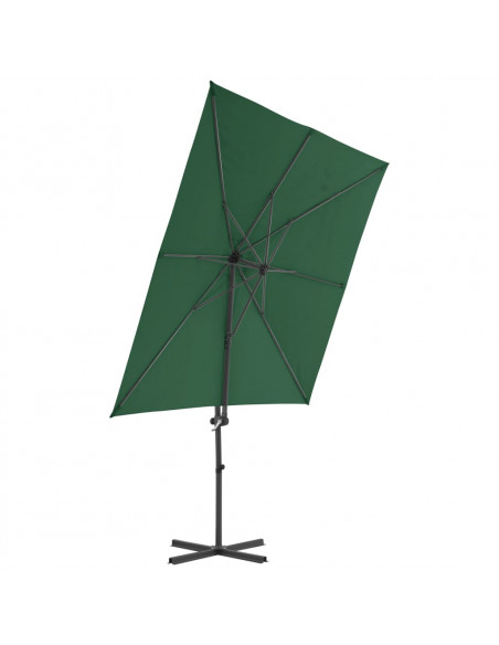 Ombrellone a Sbalzo con Palo in Acciaio 250x250 cm Verde