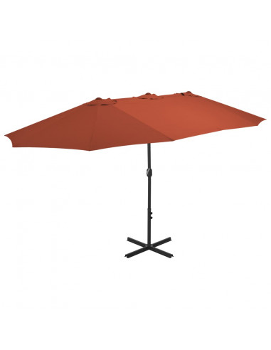 Ombrellone da Esterni Palo in Alluminio 460x270cm Terracotta