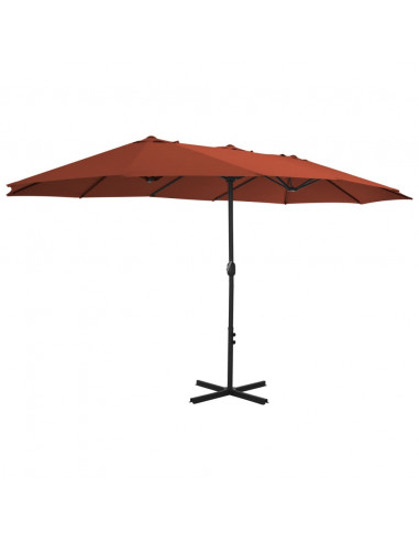 Ombrellone da Esterni Palo in Alluminio 460x270cm Terracotta