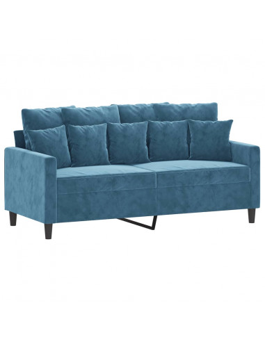 Set di Divani 2 pz con Cuscini Blu in Velluto