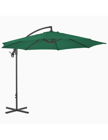 Ombrellone a Sbalzo con Palo in Acciaio 300 cm Verde