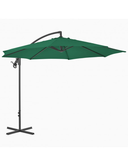 Ombrellone a Sbalzo con Palo in Acciaio 300 cm Verde