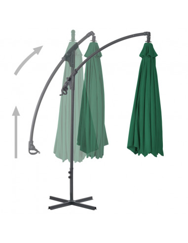 Ombrellone a Sbalzo con Palo in Acciaio 300 cm Verde