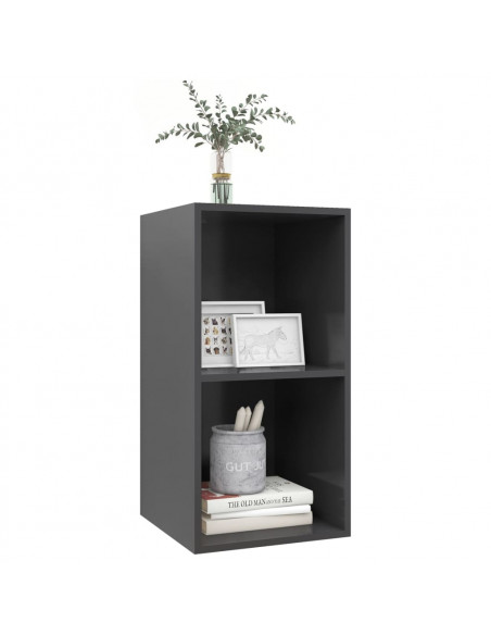 Mobile TV da Parete Grigio 37x37x72 cm in Legno Multistrato