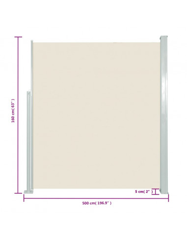 Tenda da Sole Laterale Retrattile 160 x 500 cm Crema