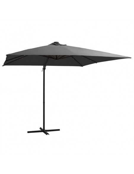 Ombrellone a Sbalzo LED e Palo in Acciaio 250x250 cm Antracite