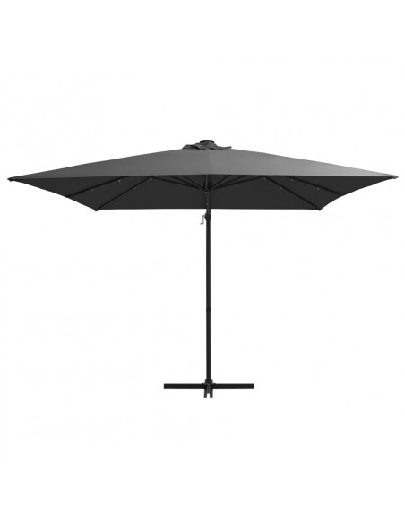 Ombrellone a Sbalzo LED e Palo in Acciaio 250x250 cm Antracite