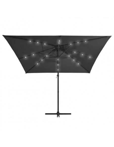Ombrellone a Sbalzo LED e Palo in Acciaio 250x250 cm Antracite