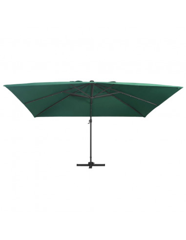 Ombrellone a Sbalzo con LED Palo in Alluminio 400x300 cm Verde