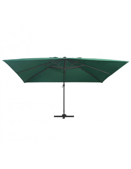 Ombrellone a Sbalzo con LED Palo in Alluminio 400x300 cm Verde
