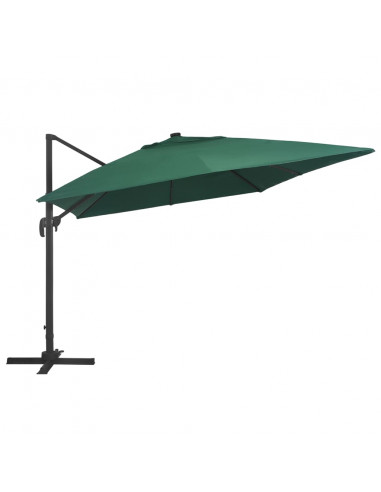 Ombrellone a Sbalzo con LED Palo in Alluminio 400x300 cm Verde