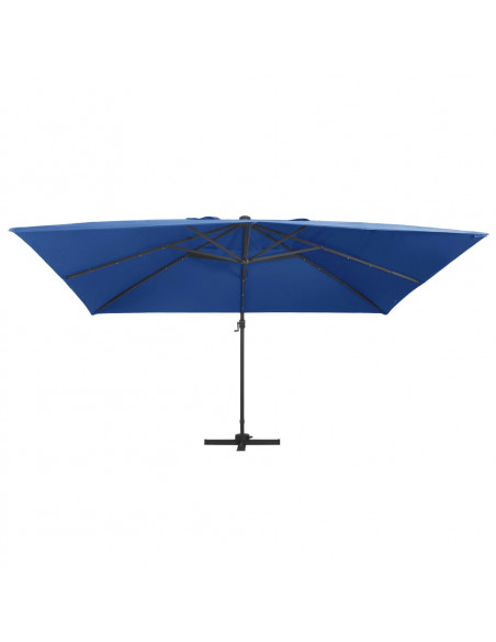 Ombrellone a Sbalzo con LED e Palo Alluminio 400x300 cm Azzurro
