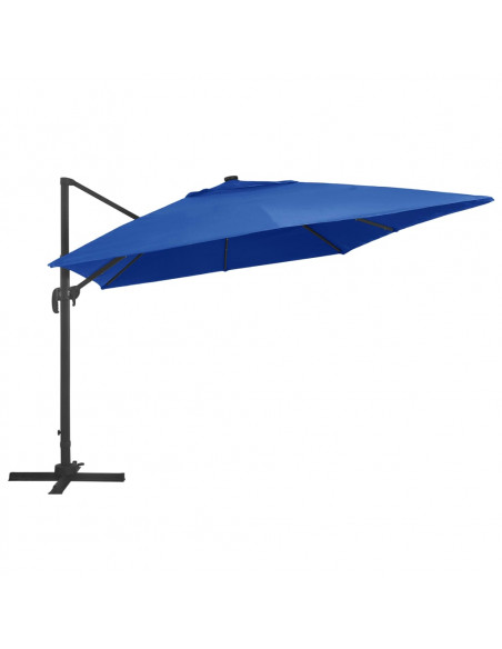 Ombrellone a Sbalzo con LED e Palo Alluminio 400x300 cm Azzurro