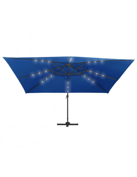 Ombrellone a Sbalzo con LED e Palo Alluminio 400x300 cm Azzurro