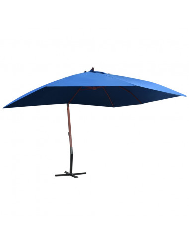 Ombrellone a Sbalzo con Palo in Legno 400x300 cm Blu
