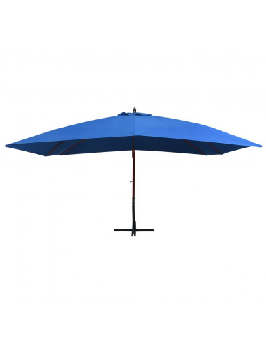 Ombrellone a Sbalzo con Palo in Legno 400x300 cm Blu