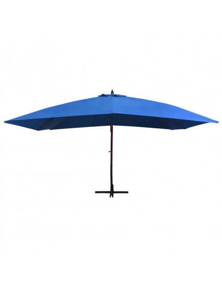 Ombrellone a Sbalzo con Palo in Legno 400x300 cm Blu