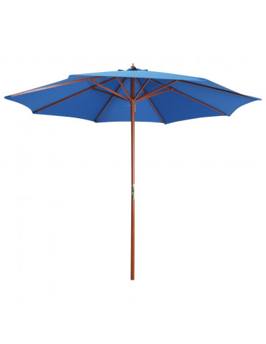 Ombrellone con Palo in Legno 300x258 cm Blu