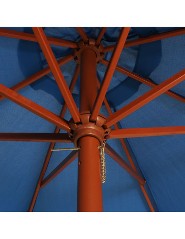 Ombrellone con Palo in Legno 300x258 cm Blu