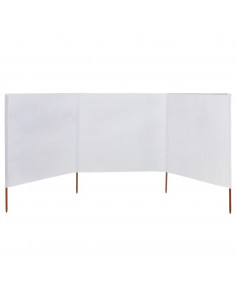 Paravento a 3 Pannelli in Tessuto 400x80 cm Bianco Sabbia 2