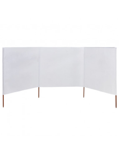 Paravento a 3 Pannelli in Tessuto 400x80 cm Bianco Sabbia