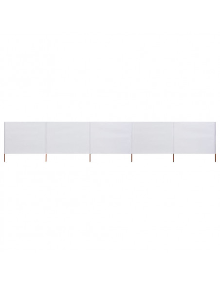 Paravento a 5 Pannelli in Tessuto 600x120 cm Bianco Sabbia