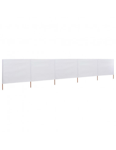 Paravento a 5 Pannelli in Tessuto 600x120 cm Bianco Sabbia