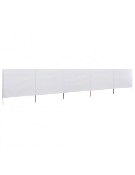 Paravento a 5 Pannelli in Tessuto 600x120 cm Bianco Sabbia