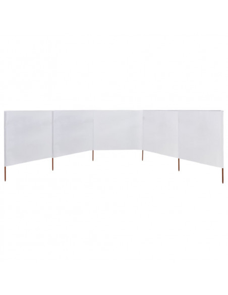 Paravento a 5 Pannelli in Tessuto 600x120 cm Bianco Sabbia