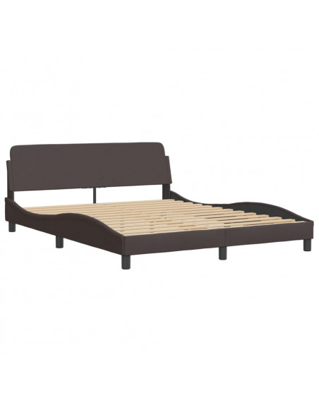 Letto con Materasso Marrone Scuro 160x200cm Tessuto