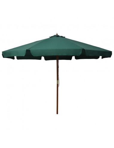 Ombrellone da Esterni con Palo in Legno 330 cm Verde