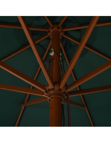 Ombrellone da Esterni con Palo in Legno 330 cm Verde