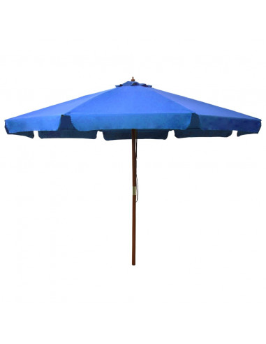 Ombrellone da Esterni con Palo in Legno 330 cm Azzurro