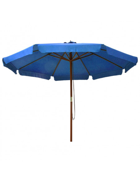 Ombrellone da Esterni con Palo in Legno 330 cm Azzurro
