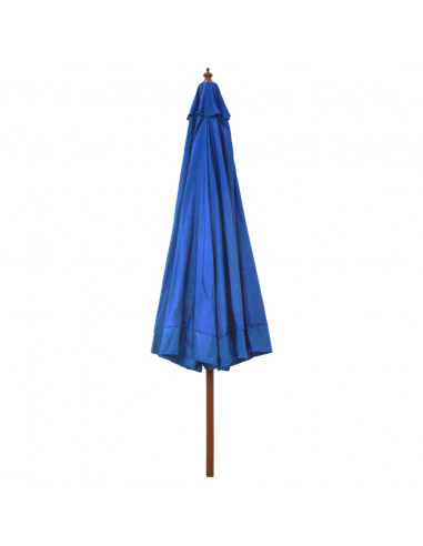 Ombrellone da Esterni con Palo in Legno 330 cm Azzurro