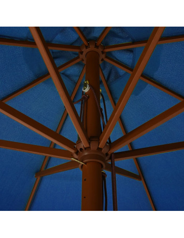 Ombrellone da Esterni con Palo in Legno 330 cm Azzurro