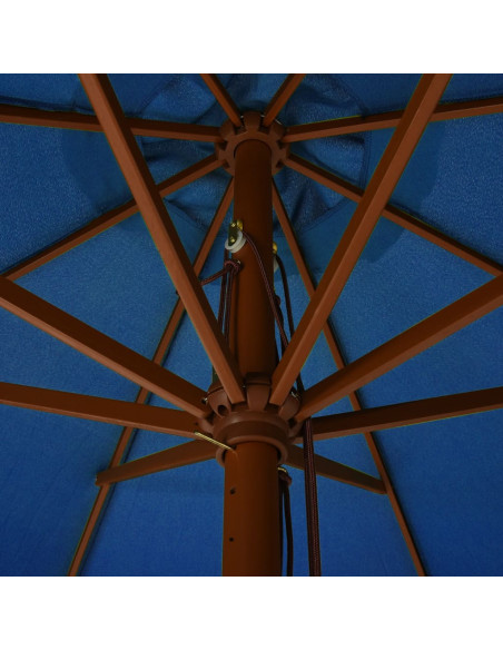 Ombrellone da Esterni con Palo in Legno 330 cm Azzurro