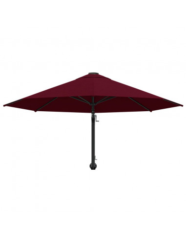 Ombrellone a Muro con Palo in Metallo 300 cm Rosso Borgogna